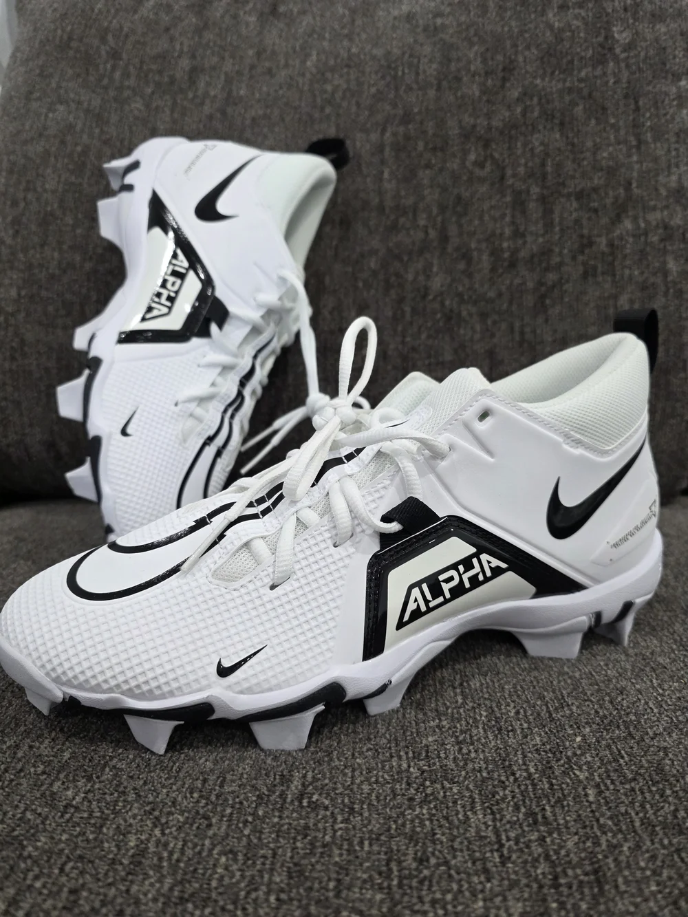 Nike Alpha White Football Cleats - Black Accents - Picture 6 of 9